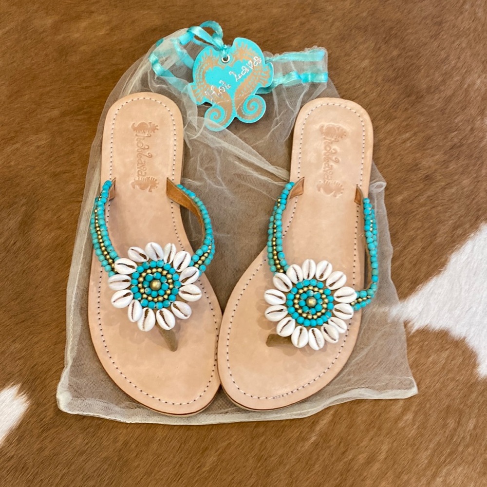 New with tags beaded/shell sandals